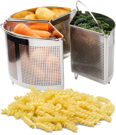 Set di 3 separatori per pentole familiari - Risparmia spazio ed energia in cucina. 3 componenti in acciaio inox da 22 cm. Pasta, verdure, patate, uova sode. Accessori per roulotte e campeggio