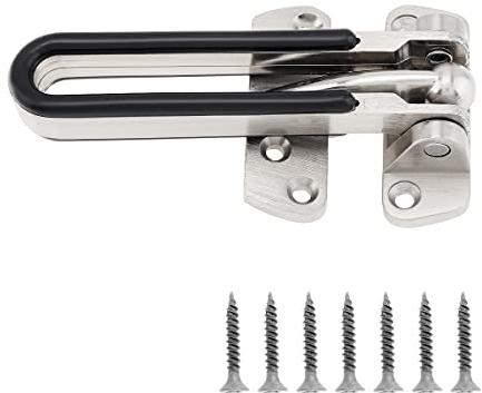 HOJLKLD Serrure de Porte de Sécurité pour la maison, barre pivotante, loquet de porte pour porte avant et intérieure (Argenté)