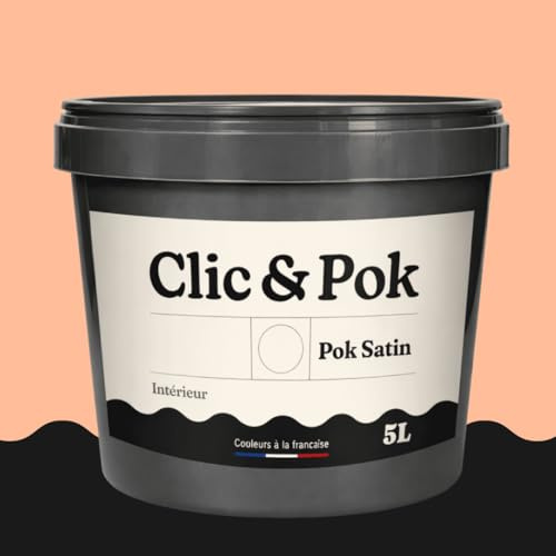 POK SATIN Peinture Mur Plafond – Intérieure Satinée, Lessivable, Multisupport - Saumon clair 50m² - 5L