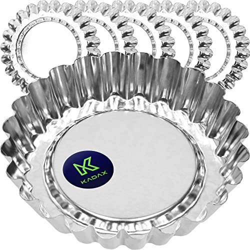 KADAX Lot de 6 moules à muffins, moules à gâteau à œufs en tôle de zinc, moules à tartelettes, moules à tartelettes, moules à tartes à œufs réutilisables, moules à tartelettes argentés