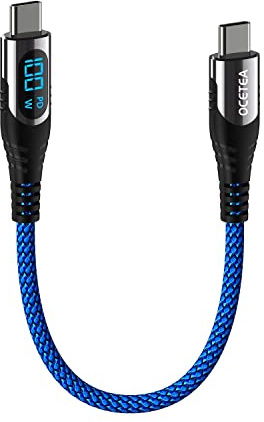 Ocetea Cavo USB C USB C Corto (100W/5A), 30CM Cavo USB C PD Ricarica Rapida con LED, Cavo Tipo C PD Caricabatterie per iPhone 15/15 Pro/15 Plus/15 Pro Max, MacBook, iPad, Galaxy S23 S22, Pixel