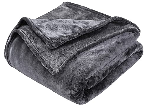 Reversible Fleece Throw Blanket Single Size | Ultra Soft & Fluffy Fleece Blanket for Sofa, Couch & Bed | OEKO-TEX Certified, Breathable & Warm Bed Blankets (Prime Dark Grey, Single 130x150 cm)