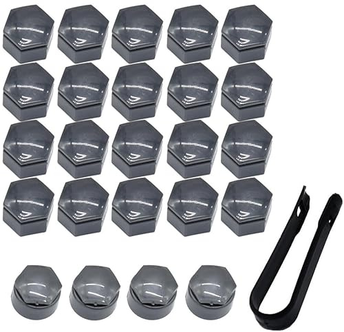 20 Stück Radmutterkappen 22 mm, schwarze Radmutterkappen mit 4 grauen Verschlusskappen und Werkzeugset zum Entfernen von für Opel Insignia, 2 Sets