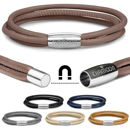 CHAMOON® Premium Lederarmband für Damen | Besonders fein & weich | Praktischer Magnetverschluss aus Edelstahl | Mit über 80 Charms erweiterbar | 7 Farben | Einfach- & doppelt-gewickelt