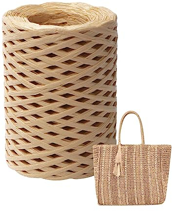 Linsition Naturbast Papierband Bastgarn Zum Häkeln | Bast Raffia Natur Papierschnur, Packschnur Für Handwerksprojekte, Geschenkverpackung, Weben Und Gärtnern