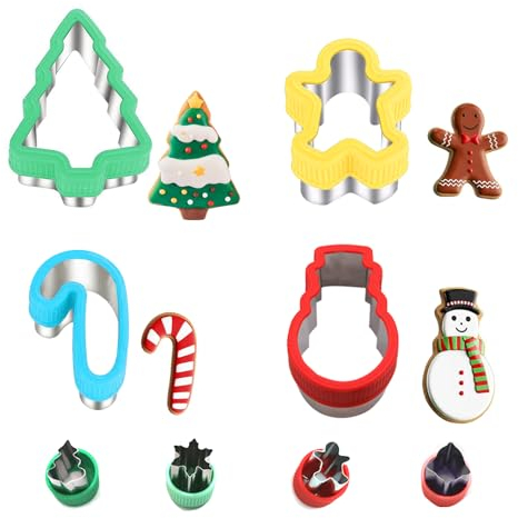 Toclsixz Ausstechformen Weihnachten, Plätzchenausstecher weihnachten Set, 8 Stück keksausstecher weihnachten, darunter Weihnachtsbaum, Lebkuchenmann, Schneeflocke, für Backen mit Kinder