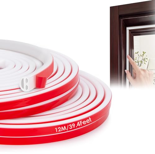 YOUSHARES Dichtungsband Silikon für Türen/Fenster Weiß - 12m Tür Dichtung Türdichtung Selbstklebend Fensterdichtung Schalldämmung kälteschutz Anti Kollision Haustür Holzfenster Abdichten