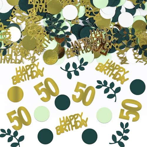 EVYIENEN Konfetti 100 Stück, Klassisch, Groß, Grün, Gold, für Geburtstage, aus Papier