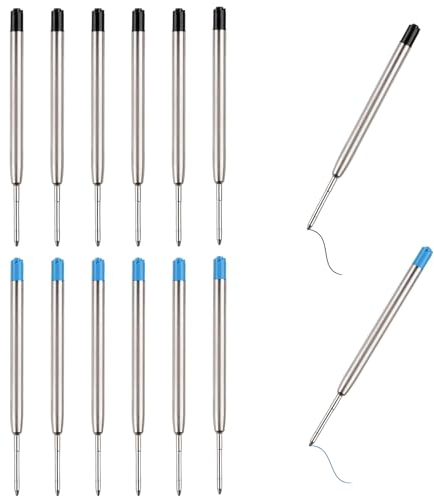 12 Stück Nachfüllminen für Multifunktions-Kugelschreiber aus Metall, Länge 9,9 cm, Schwarz und Blau, universelle G2-Ersatzminen, perfekt für Schule und Büro, Internationaler Standard