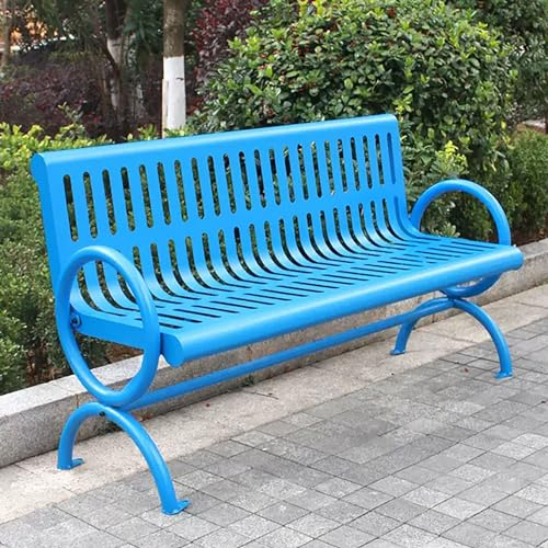 SORVA Gartenbank mit Rückenlehne, Parkbank aus Metall, 2-Sitzer-Terrassenbank für den Außenbereich, Stabiler Möbelstuhl mit Stahlrahmen, wetterfest, für Hof, Veranda, Rasen, Hinterhof, Veranda (12