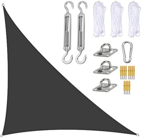 Voile d'ombrage Voile D'ombrage Triangulaire 4 X 4 X 5,7 M, Voile D'ombrage Imperméable For Jardin, Bloc UV À 95 % Avec Corde Gratuite, Voile D'ombrage Triangulaire For Extérieur(Black,4x4x5.7m)