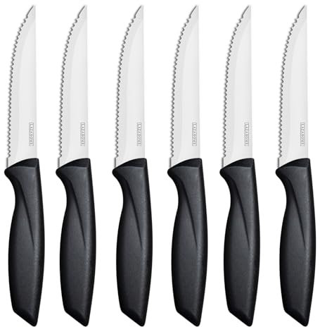 LAZAHOME Steak Knives Set of 6,Ultra-Sharp Stainless Steel Serrated Kitchen Knife Set,Multipurpose Dinner Knives with Comfort Grip,Non-Slip,Rust Resistant,Dishwasher Safe