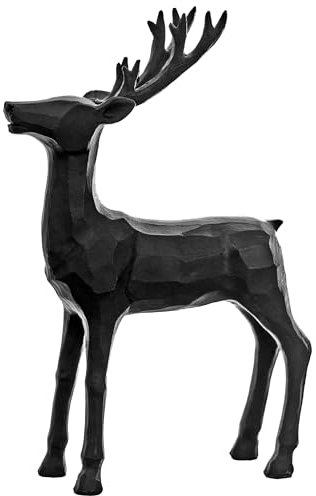 Brandsseller Dekofigur Hirsch ca. 25x18x6 cm Rentier Skulptur Dekoration Weihnachten Winter Schwarz