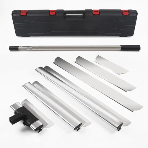 Hanured® Flächenspachtel set, Spachtelset 30cm+55cm+80cm, Edelstahl Flächenspachtel mit Ergonomischem Griff und Teleskopstange, für Trockenbau, Verputzer (0,35mm & 0,5mm Edelstahlkingle)