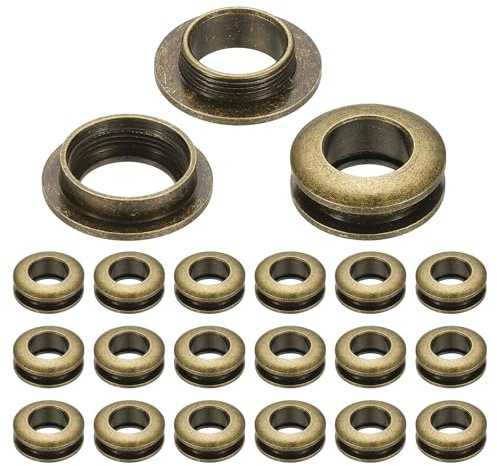 PATIKIL 10mm(2/5 inch) Solid Brass Hole Eyelets, 20 Pcs Arc Surface Self Backing Grommets with Washer for Shoes Clothes Crafts Bag Leather Craft, Bronze