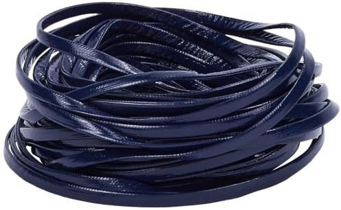 GORGECRAFT Cordón de Tira de Cuero Sintético de Doble Cara de 10m*4mm Azul Medianoche Metalizado para Trenzado de Cuero Plano Suave para Manualidades de Costura Cinturones Pulseras Y Joyas