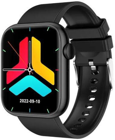 Ethelred Smart Watch QX7 Bluetooth Calling Music AI Voice Men Heart Rate Blood Pressure Women Smartwatch Fitness Sport Tracker (Black)