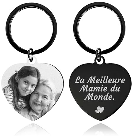 Easycosy Porte Clef Personnalisable Porte-Clés Personnalisé Photo et Texte Gravé, Idée Cadeau Fete des Peres Personnalisé pour Papa Homme Femme Garçon Fils Maman Papy Ami Pour Noël, Fête des Pères