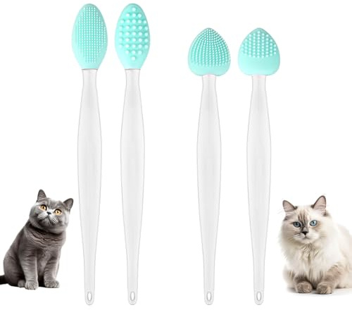 4st Cat Acne Borste Set, 2 Stilar Silikon Dubbelsidig Skrapa Silikon Kattborste Dubbelsidiga Svarta Fröexfolieringsborstar för Akne Och Pormaskexfoliering
