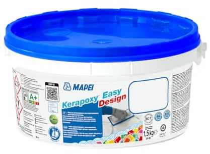 Mapei Kerapoxy Easy Design 1,5 kg - Color 120 Negro - Fuga Epoxi Resistente a los Ácidos de BioBlock para Azulejos y Mosaicos de 1-15 mm