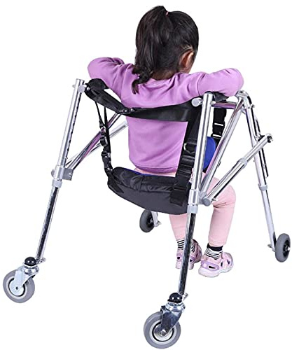 Caminador Andador Aluminio, andador médico plegable para bebés ajustable con ruedas, para niños con discapacidades y hospitales(A(48-65cm))