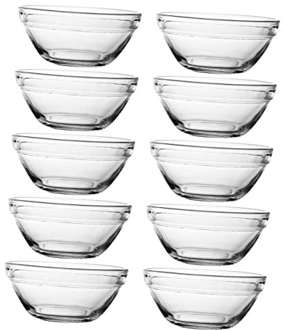 Mipcase Lot De 10 Mini Bols En Verre Transparent 70 Ml, Multi-usages, Empilables, Pour Sauces, Snacks Et Desserts, La Cuisine Familiale Et Repas Conviviaux