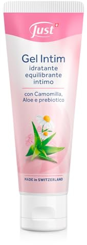 Just Fuktgivande gel med kamomill, Aloe och Prebiotisk, balanserad intim kräm, tillverkad i Schweiz