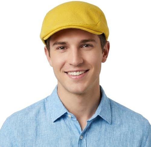 HIQIU Schiebermütze Herren Frühling und Herbst Strick Schirmmütze Solide Flatcap Herren Newsboy Efeu Hut Casual Barett Cap