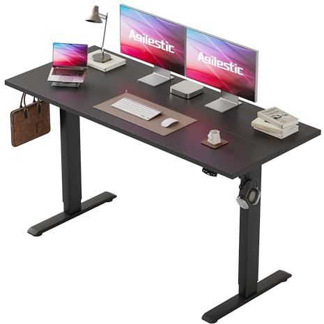 Agilestic höj- och sänkbart skrivbord 150 x 60 cm Ett robust skrivbord med elektrisk höjdjustering och manuella reglage med minnesfunktion. Ett ergonomiskt datorskrivbord som passar, svart