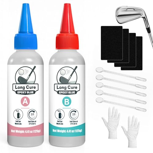 NICE2MEU 250ml Colle Epoxy Bi-composant, Colle Epoxy Golf, Adhérence Forte, Prise Initiale en 30min, pour Réparer Shafts de Clubs Graphite et Acier, Conducteurs, Fers, Putters