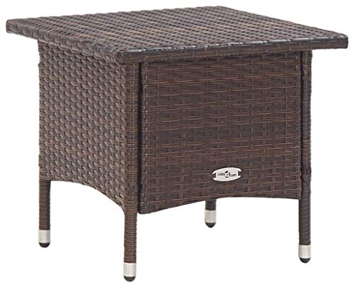 HaoChrymec Beistelltisch mit PE-Rattan & Pulverbeschichtetem Stahlgestell, Modernes Design, Pflegeleicht, Beistelltisch Outdoor, Loungetisch Outdoor, Braun, 50 x 50 x 47 cm