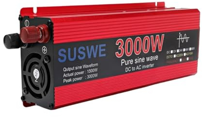 Invertitore di Corrente, Inverter a onda sinusoidale pura da CC 12V 24V a CA 220V 110V, trasformatore di tensione con display digitale intelligente 3000 W(3000W,12V)