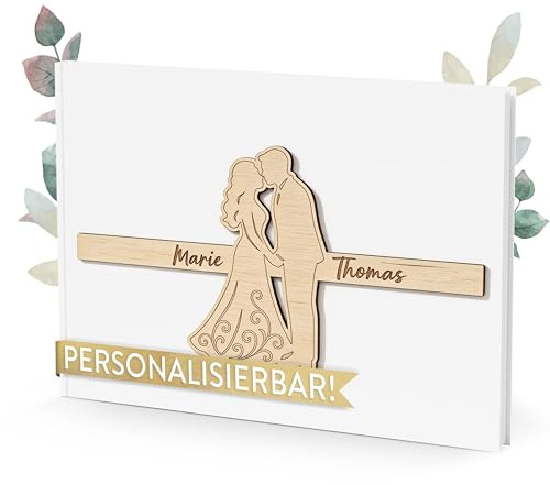 TWIVEE - Gästebuch - für Hochzeit, Geburtstag, Babyparty, Ferienwohnung etc. - 100 blanko Seiten weiß - Hochzeitsalbum - Hochzeitsbuch - Hochzeitsgästebuch - personalisiert - Brautpaar