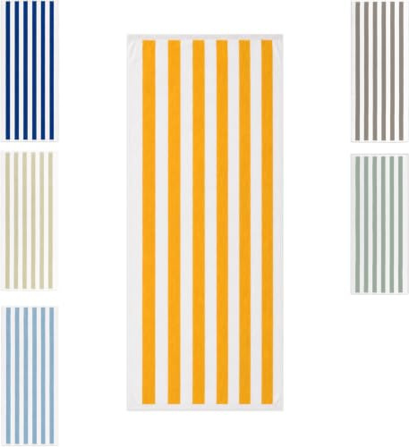 jilda-tex Strandtuch 75 x 180 cm – 100% Baumwolle, 430 GSM, Oeko-TEX Zertifiziert, extra saugstark & schnelltrocknend, mit Aufhängeschlaufe (weiß/Sonnengelb)