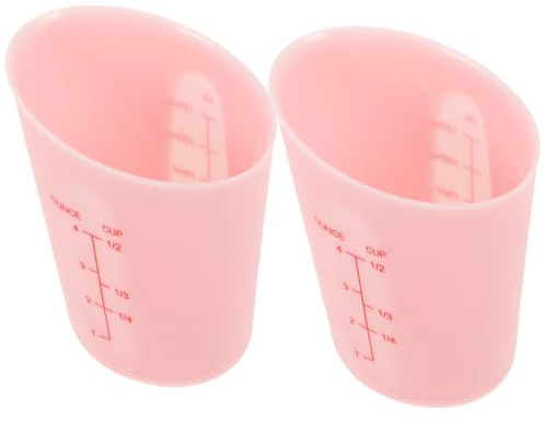 GLEAVI Tazza Dosatrice Misurino Preciso in Silicone 2 Pezzi Rosa da 125ml Doppia Scala Graduata per Cucina e Miscelazione a Casa