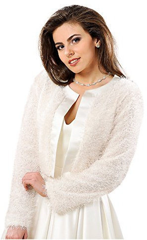 deine-Brautmode Pelzjacke Brautjacke Bolerojacke Brautbolero Pelz Bolero warme Jacke Hochzeit, dB237, 38 Champagner
