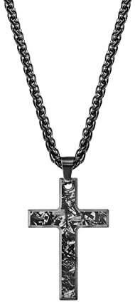 kohlenstoff 12 Forged Vaith Chain Damen und Herren Halskette mit Kreuz Anhänger aus geschmiedetem Carbon und Edelstahl