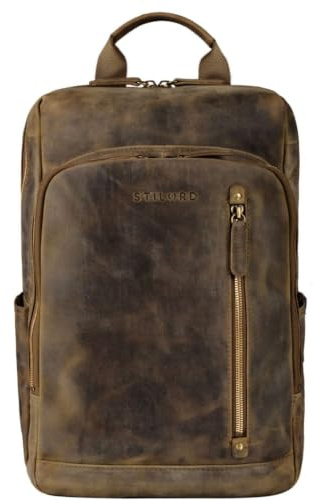 STILORD Johnson Lederrucksack Herren – Business Rucksack 13,3 Zoll Farbe:mittel - braun