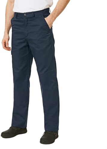 Iron Mountain Men’s Workwear Cargo Trousers with Knee Pad Pockets Heavy Duty Multi Pocket Double Stitched Durable Cotton Blend Work Pants for Construction, Trade and Warehouse (Navy, 32W/31L)