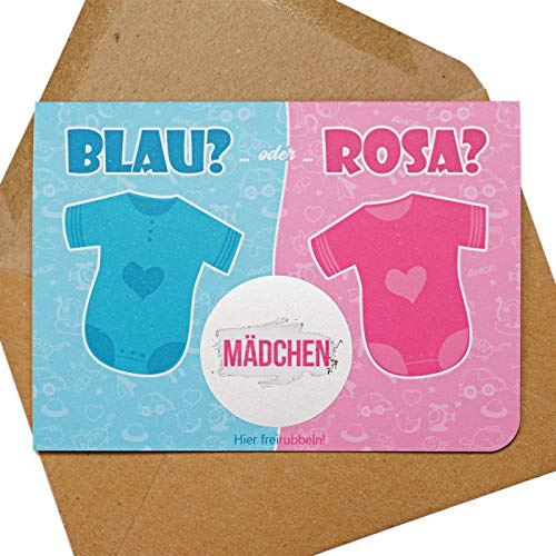 stylebutton design your own Rubbelkarte Baby, Schwangerschaft Blau oder Rosa? Junge oder Mädchen? Rubbellos Grußkarten (Blau oder Rosa: Mädchen)