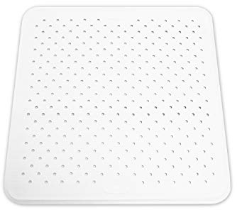 KMINA - Duschmatte rutschfest 43x43 cm, Badewannenmatte, Quadratisch, Anti Schimmel, Natürliches Gummi, Weiß - Made in Europe