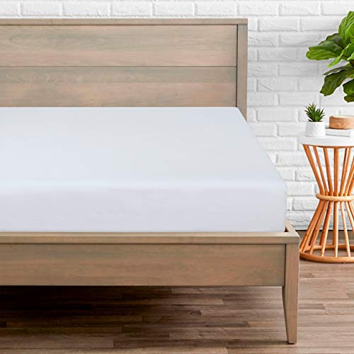 Sábana bajera extra profunda de 40 cm, 100% puro algodón egipcio satinado, calidad hotelera, 800 hilos, cama doble, color blanco