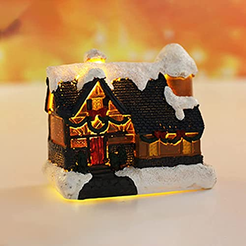 ISAKEN Weihnachtsdorf Mit Beleuchtung, Weihnachtshaus Beleuchtet, Weihnachtsdeko Häuser Led, Weihnachtsdorf Häuser Zubehör Deko Miniatur Retro Weihnachtsdorf Deko Weihnachtsbeleuchtung Weihnachtsdeko