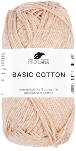 Pro Lana BASIC COTTON Baumwollgarn 50 g ideal für Kleidung, Spielzeug, Accessoires 125 m, Farbe:204 - haut