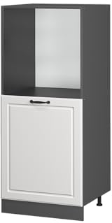 Vicco Herdumbauschrank R-Line, Weiß Landhaus, 60 cm | MDF-Front · 2 Einlegeböden · Höhenverstellbare Füße · Metallgriffe · Einfache Integration ✓