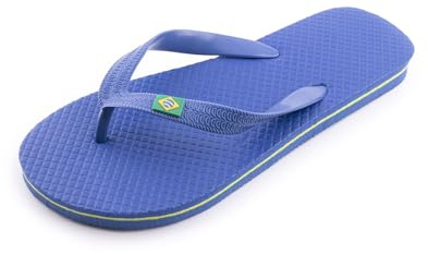 R-ISLAND Chanclas para hombre,Flip-flops,brasil logo, dulto,Genial para casa,playa piscina. (Azul, numeric_45)
