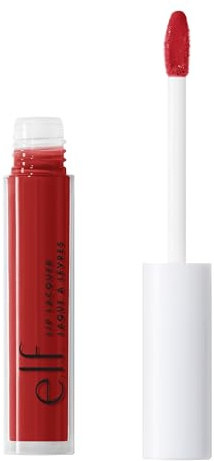 e.l.f. Lip Lacquer, Nourishing, Non-Sticky Ultra-Shine Lip Gloss With Sheer Color, Infused With Vitamins A & E, Vegan & Cruelty-Free, Cherry Bomb
