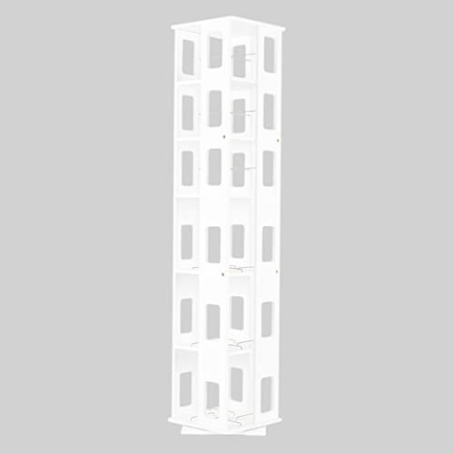 Regal Bücherregal, Rechteck 360° Drehbares Bücherregal, Home Office Kinderzimmer 6 Multifunktionale Aufbewahrungsregal, Massivholz Boden Stehend Eckschränke (Color : White)