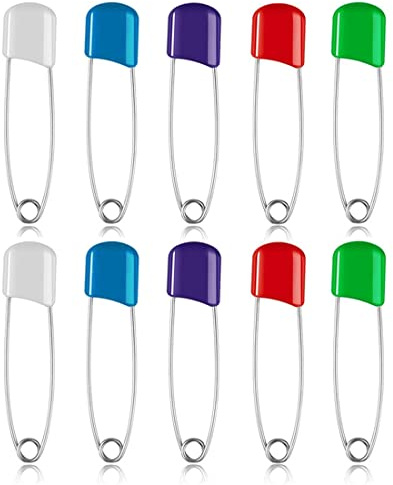 Tomedeks 50 pcs Epingles a nourrice Épingles à Couches, Grosse epingle a nourrice, Verrouillage de Sécurité Acier Inoxydable Plastique Épingles à Couches pour l'Artisanat de Vêtements de Couches Clip