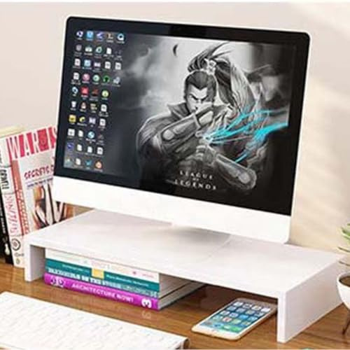 Wbeian Supporto per monitor in legno per computer, laptop, notebook, stampante, iMac, PC, supporto ergonomico per monitor da scrivania da 50 cm